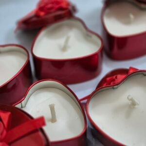 Handcrafted Heart-Shaped Tin Candle (Rose)